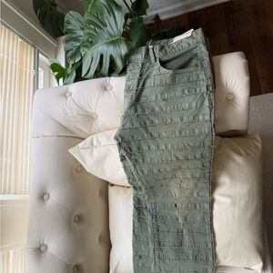 MNML Olive Green Textured Jeans